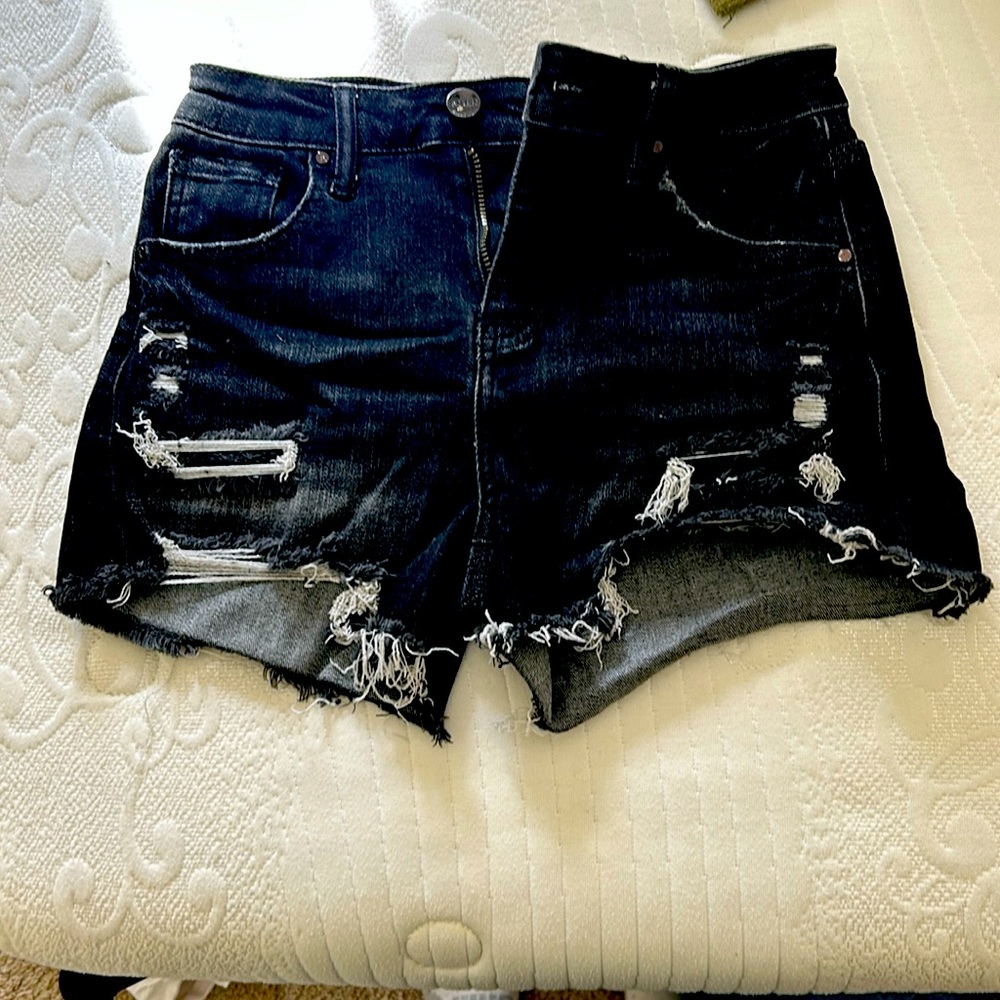 RISEN black denim shorts (distressed)
